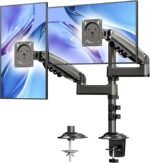 HUANUO 17-32 Inch Dual Monitor Stand, Vertical Dual Monitor Mount, Monitor Stand 2 Monitors, Ergonomic Adjustable Tilt/Swivel/Rotate, Weight Max 19.8 lbs, VESA 75/100mm