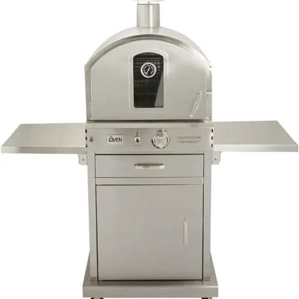 Summerset ‘The Oven’ Outdoor Freestanding Large Capacity Gas Ovens with Pizza Stones, Smoker Box and Mobile Cart, 304 Stainless Steel Construction, Natural Gas